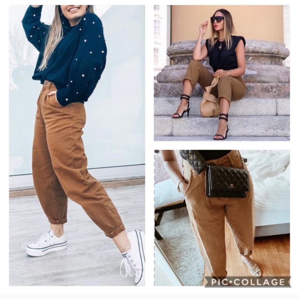 NEW H&M Loose mom fit jeans 6 brown tan